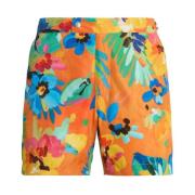 Orange blomstret badeshorts