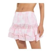 Pink Tie-Dye Lace Mini Skirt