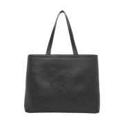 Sort Skulpturel Slim Tote Shoppingtaske