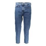 Blå Slim Fit Jeans med Broderi