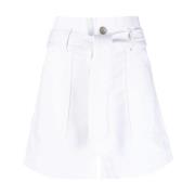 Elegant Hvid Bomuld Elastan Shorts