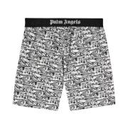 Grafisk Print Shorts Sort Hvid