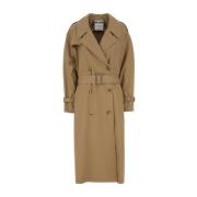 Oversize Beige Gabardine Trench Coat