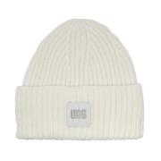 Chunky Rib Beanie med Logo Patch