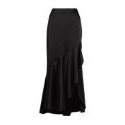 Sort satin maxi nederdel