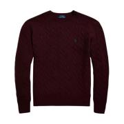 Bordeaux sweater med fletstrik