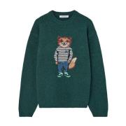 Grøn Ræv Intarsia Sweater Kjole