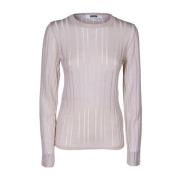 Kvinders Uld Ribbet Crewneck Sweater