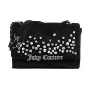 Sort Skuldertaske med Rhinestone Logo