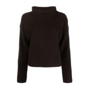 Brun Uld Cashmere Afslappet Sweater