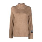 Beige Oversized Acetat Nylon Uld Sweater