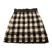 Houndstooth Uld Mohair Kort Nederdel