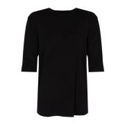 Elegant rund hals 3/4 ærme T-shirt