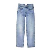 Højtaljede blå jeans