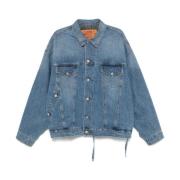 Denim Klassisk Frakke med Fleece Foring