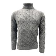 Vinter Grå Kabelstrik Højhalset Sweater