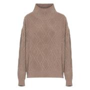 Geometrisk Mønster Fløjl Sweater Grå