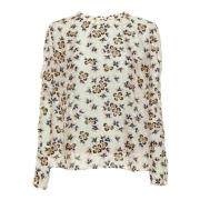 Blomstret bluse med rynkedetalje