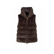 Ærmeløs Puffer Vest i Faux Fur