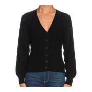 V-hals Cardigan i Ribstrik