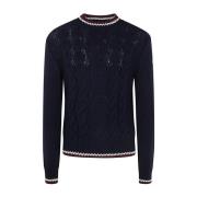 Blå Rund Hals Tricot Sweater