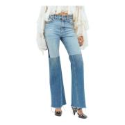 Tri-Farvet Flarede Patchwork Jeans