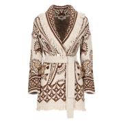 Ivory Frynset V-hals Cardigan Sweater