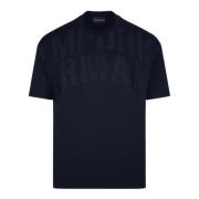 Marineblå Kortærmet Jersey T-shirt med Broderet Logo