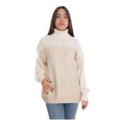 Turtleneck Cable Strik Pullover Sweater