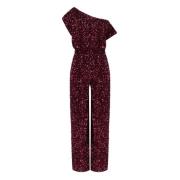 Bordeaux Paillet Jumpsuit med Bådhalsudskæring