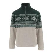 Geometrisk Fleece Sweatshirt med Høj Krave