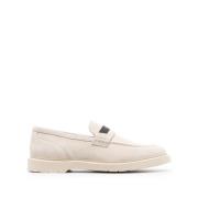 Hvide Læder Ruskind Loafers Slip-On Sko