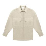 Stilfuld Cord Overshirt i Is Hvid