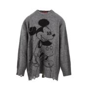 Grå Mohair Alpaca Sweater med Mickey Intarsia