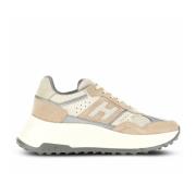 Beige Sneakers med Ruskind og Mesh