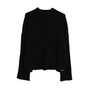 Sort Ribstrikket Sweater