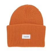 Orange Uldblanding Beanie Hat