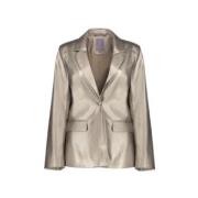 Guld Eco-Læder Blazer med Metallic Finish