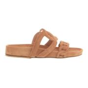 Beige Ruskind Fodformede Sandal