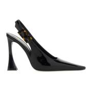 Sorte Læder Slingback Pumps