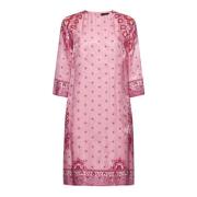 Pink Blomstret Paisley Jacquard Kjole