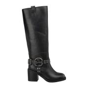 Metallic circle heel boot