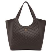 Chevron Quilted Læder Tote Taske