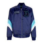 Navy Satin Bomber Jacket Men's