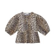 Leopard Peplum Slips Bluse