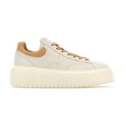 Hvide Læder Stribede Platform Sneakers