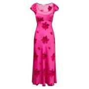 Blomstret Satin Maxi Kjole