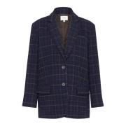 Oversize Blazer Navy Blue Check