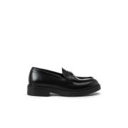 Elegante sorte læder loafers med logo monogram