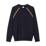 Stribet Raglan Sweatshirt i Navy Bomuld Blanding